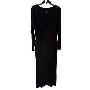 SKIMS | Dresses | Nwt Skims Cozy Knit Off The Shoulder Dress Black Onyx  Small | Poshmark
